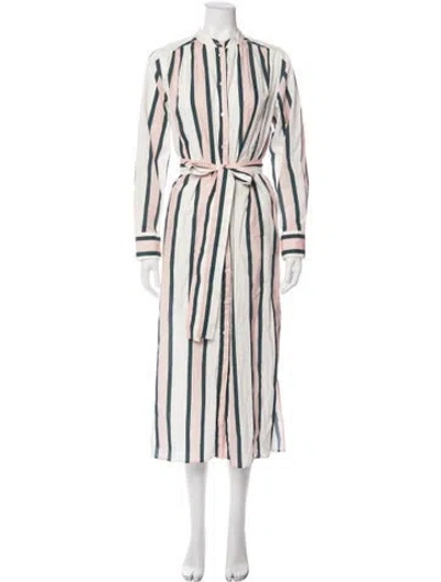 Pre-owned Oroton Striped Long Dress In Pink