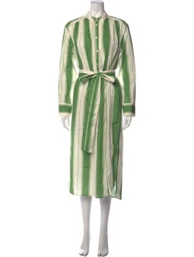 Pre-owned Oroton Striped Long Dress W/ Tags In Green