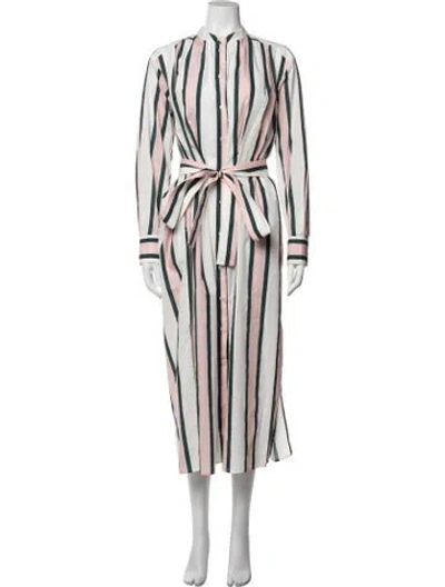 Pre-owned Oroton Striped Midi Length Dress In Multicolor