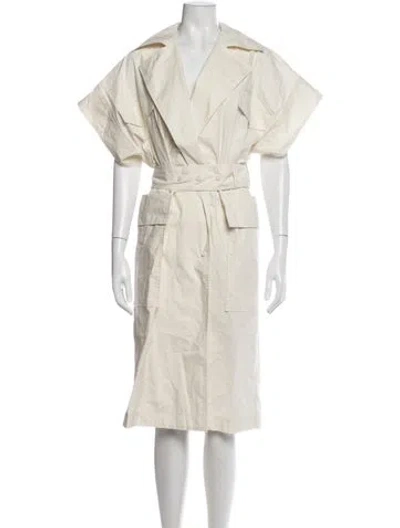 Pre-owned Oroton V-neck Knee-length Dress In Neutrals