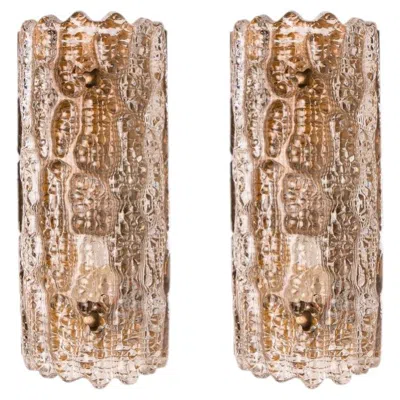 Pre-owned Orrefors 1 Of The 4 Wall Lights By Carl Fagerlund For , 1960s In Brown