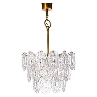 Pre-owned Orrefors 1960's Brass And Glass Chandelier Attributed To  In Transparent