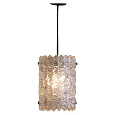 Pre-owned Orrefors 1960s, Brass And Crystal Glass Pendant By Carl Fagerlund For  In Sand