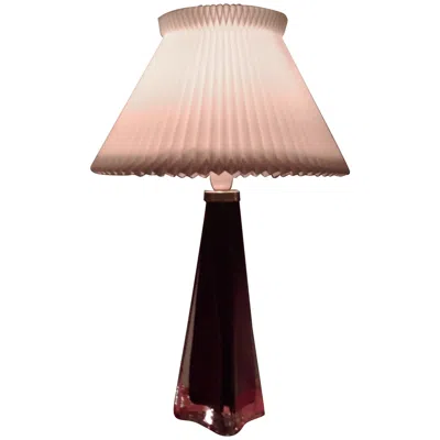 Pre-owned Orrefors 1960s Large Classic Carl Fagerlund Triangular Red And Clear Glass Table Lamp