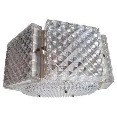 Pre-owned Orrefors 1960s Mid-century Modern Chandelier By , Brass & Glass In Transparent