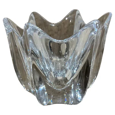 Pre-owned Orrefors 1960s  Crystal Votive Candle Holder In Gray