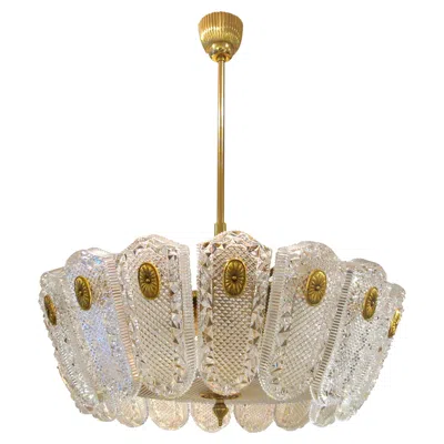 Pre-owned Orrefors 1960s/70s Large Glass And Brass Pendant Light By , Swedish In Sand