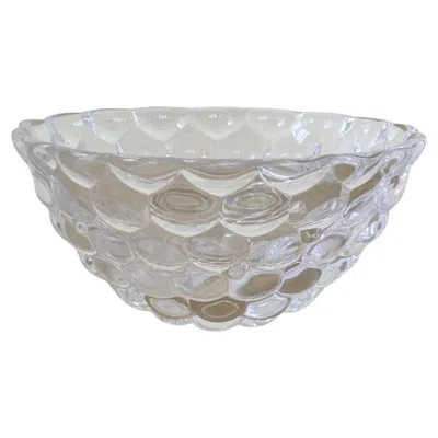 Pre-owned Orrefors 1970s Glass Bowl By  With Bubble Surface In Gray