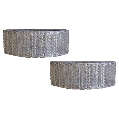 Pre-owned Orrefors 2 Sconces In Chrome And Crystal, Year, 1950, Sweden In Transparent