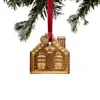 Orrefors 2025 Annual Holiday Ornament 21k Gold Gingerbread House In Gold