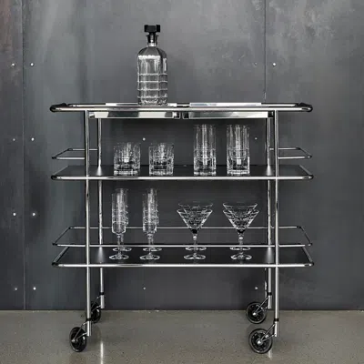 Orrefors 53 Piece Street Bar Cart And Glassware Set In Clear/silver
