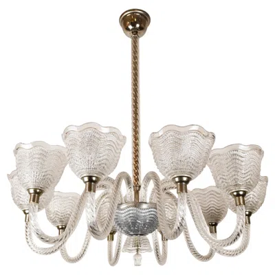 Pre-owned Orrefors A 10-light Glass Chandelier By Fritz Kurz For  In Sand