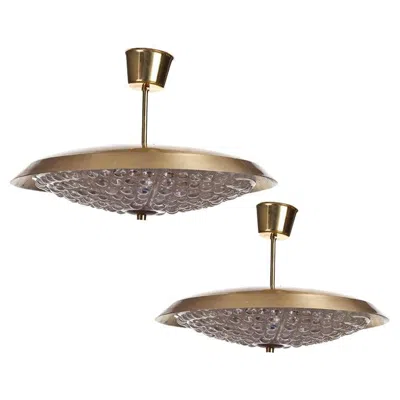 Pre-owned Orrefors A Pair Of Pendants By Carl Fagerlund For  In Brown