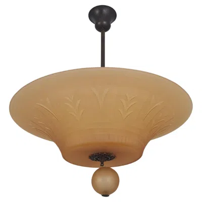 Pre-owned Orrefors Art Deco Chandelier, Simon Gate Or Edward Hald, Swedish Grace,  1920-30s In Brown