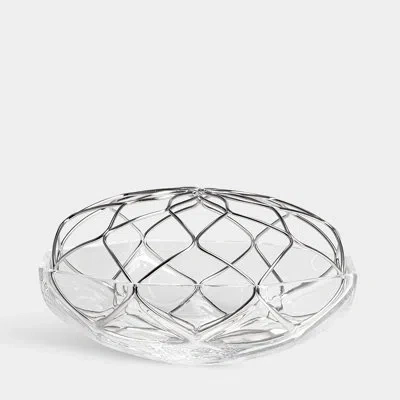 Orrefors Bloom Clear 4.875" Indoor / Outdoor Stainless Steel Table Vase