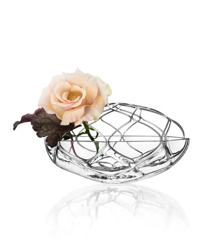 Orrefors Bloom Glass & Metal Round Vase In Clear