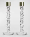 ORREFORS CARAT 12" LARGE CANDLESTICKS, SET OF 2