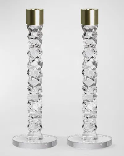 ORREFORS CARAT 12" LARGE CANDLESTICKS, SET OF 2