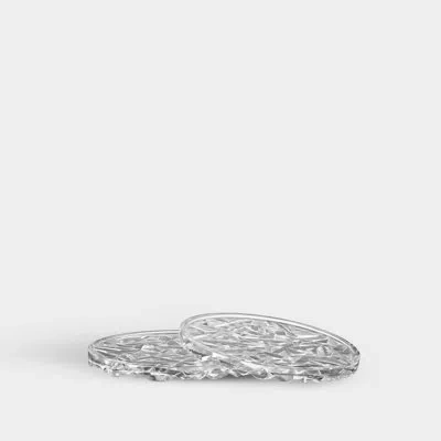 Orrefors Carat Glass Round 2 Piece Coaster Set In Clear