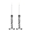 Orrefors Carat Brass Medium Candlestick Pair In Clear
