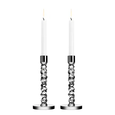 ORREFORS CARAT HIGH CANDLESTICKS, PAIR,6719397