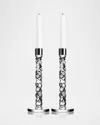 Orrefors Set Of 2 Large Carat Candlesticks