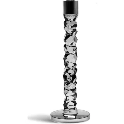 ORREFORS ORREFORS CARAT LARGE CRYSTAL & STAINLESS STEEL CANDLESTICK