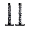 Orrefors Carat 2-piece Glass Candlestick Set In Graphite/silver