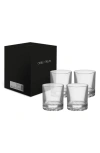 Orrefors Carat Set Of 4 Crystal Double Old Fashioned Glasses In Clear
