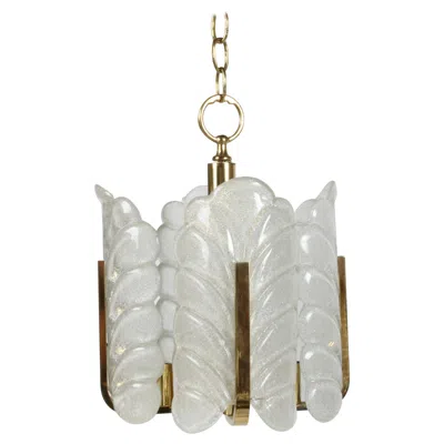 Pre-owned Orrefors Carl Fagerlund Chandelier For  Sweden Textured Acanthus Glass Leaves In Transparent