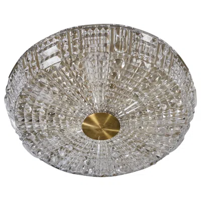 Pre-owned Orrefors Carl Fagerlund, Flush Mount, Brass, Glass, Sweden, 1950s In Clear