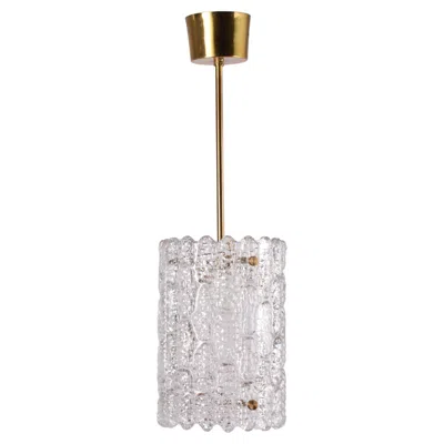 Pre-owned Orrefors Carl Fagerlund For  Glass Pendant Ceiling Lamp With Brass, Sweden 1960s In Transparent