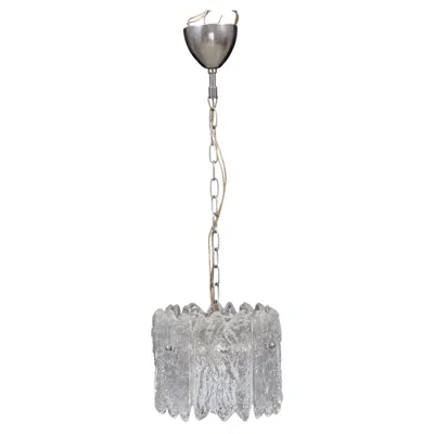 Pre-owned Orrefors Carl Fagerlund Ice Sculpted Crystal Glass Pendant Light For  Sweden 60s In Clear