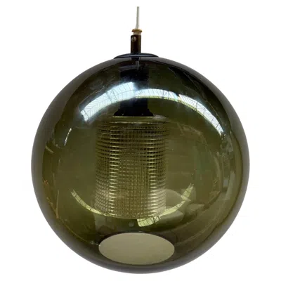 Pre-owned Orrefors Carl Fagerlund, , Round Green Glass Ceiling Lamp 1967