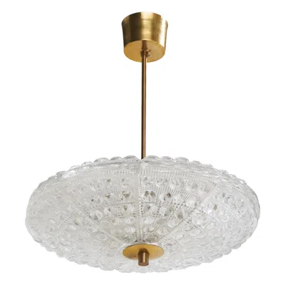 Pre-owned Orrefors Carl Fagerlund, Pendant Light, Brass, Glass, Sweden, 1940s In Transparent