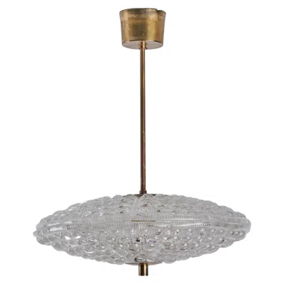 Pre-owned Orrefors Carl Fagerlund, Pendant Light, Brass, Glass, Sweden, 1940s In Transparent