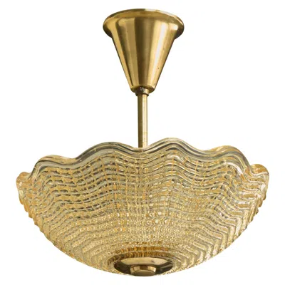 Pre-owned Orrefors Carl Fagerlund, Pendant Light, Brass, Glass, Sweden, 1950s In Brown