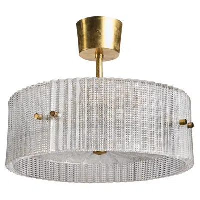 Pre-owned Orrefors Carl Fagerlund, Pendant Light, Brass, Glass, Sweden, 1950s In Clear