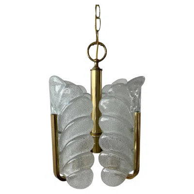 Pre-owned Orrefors Carl Fagerlund Swag Chandelier Murano Glass Leaves, 1960s In Transparent