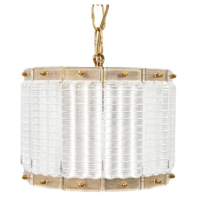 Pre-owned Orrefors Ceiling Lamp, Brass And Glass, Mid-century Modern, Sweden 1960 In Sand