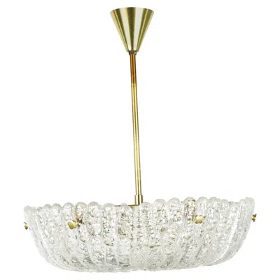 Pre-owned Orrefors Chandelier By Carl Fagerlund Crystal And Brass,  Sweden, 1960 In Sand