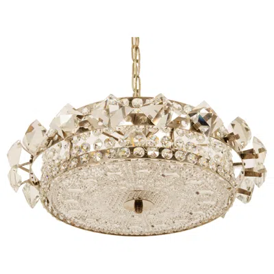 Pre-owned Orrefors Chromed Brass And Glass Chandelier By  From The 1960s In Sand