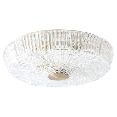 Pre-owned Orrefors Clear Glass & Brass Ceiling Light By Carl Fagerlund