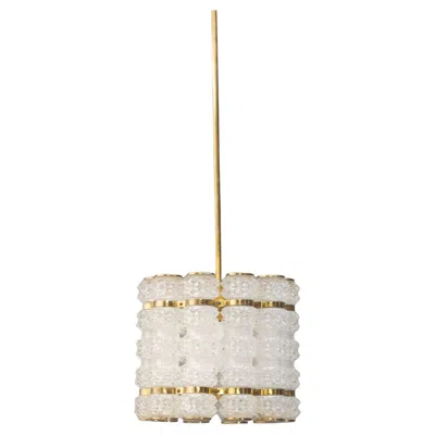 Pre-owned Orrefors Crystal & Brass Pendant Pendant Light In Sand