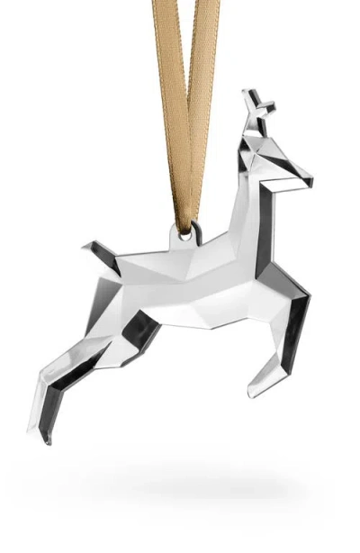 Orrefors Crystal Deer Scandinavian Forest Ornament In Silver