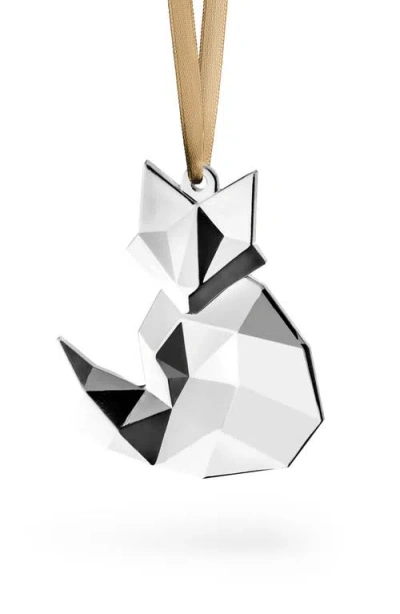 Orrefors Crystal Fox Scandinavian Forest Ornament In Silver