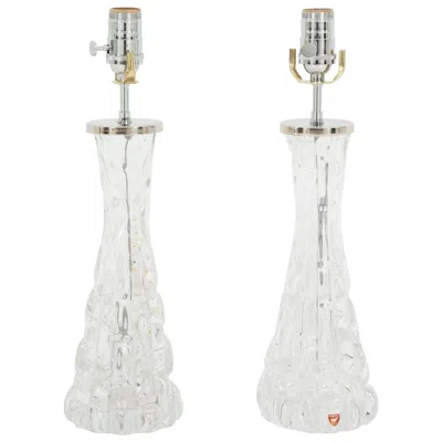 Pre-owned Orrefors Crystal Lamp In Transparent