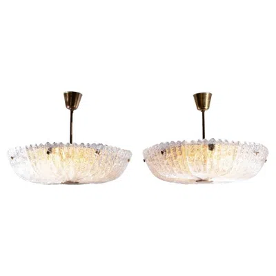 Pre-owned Orrefors Crystal  Embassy Pendant Light By Carl Fagerlund In White