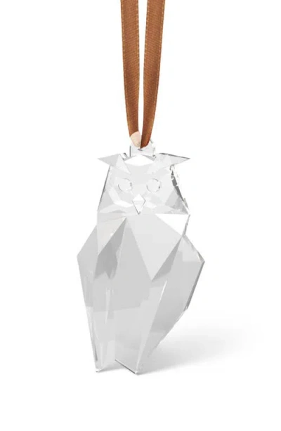 Orrefors Crystal Owl Scandinavian Forest Ornament In Brown