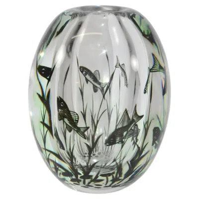 Pre-owned Orrefors Edvard Hald For  Graal Glass Fish Vase 1954 In Transparent
